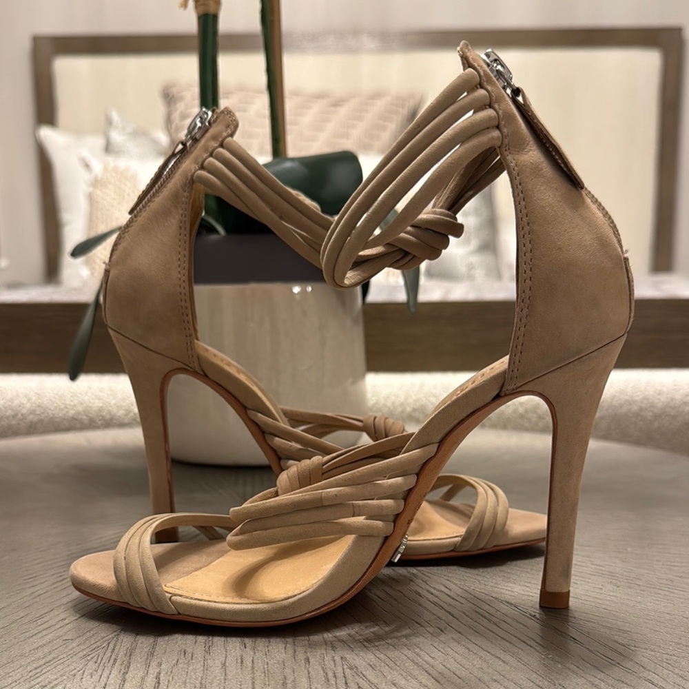 SCHUTZ Tan Stiletto Heels with Ankle Strap - Picture 4 of 9